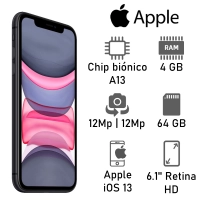 Apple Iphone 11 Dual Sim 4 Gb Ram 64gb Negro