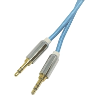 Cable Audio Plug 3.5 Int.co 1 M Reforzado Mallado Tela Azul