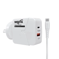 Cargador Celular Nisuta Nsfu53uqpc 1 C Pd Port 1 Usb A Cable C