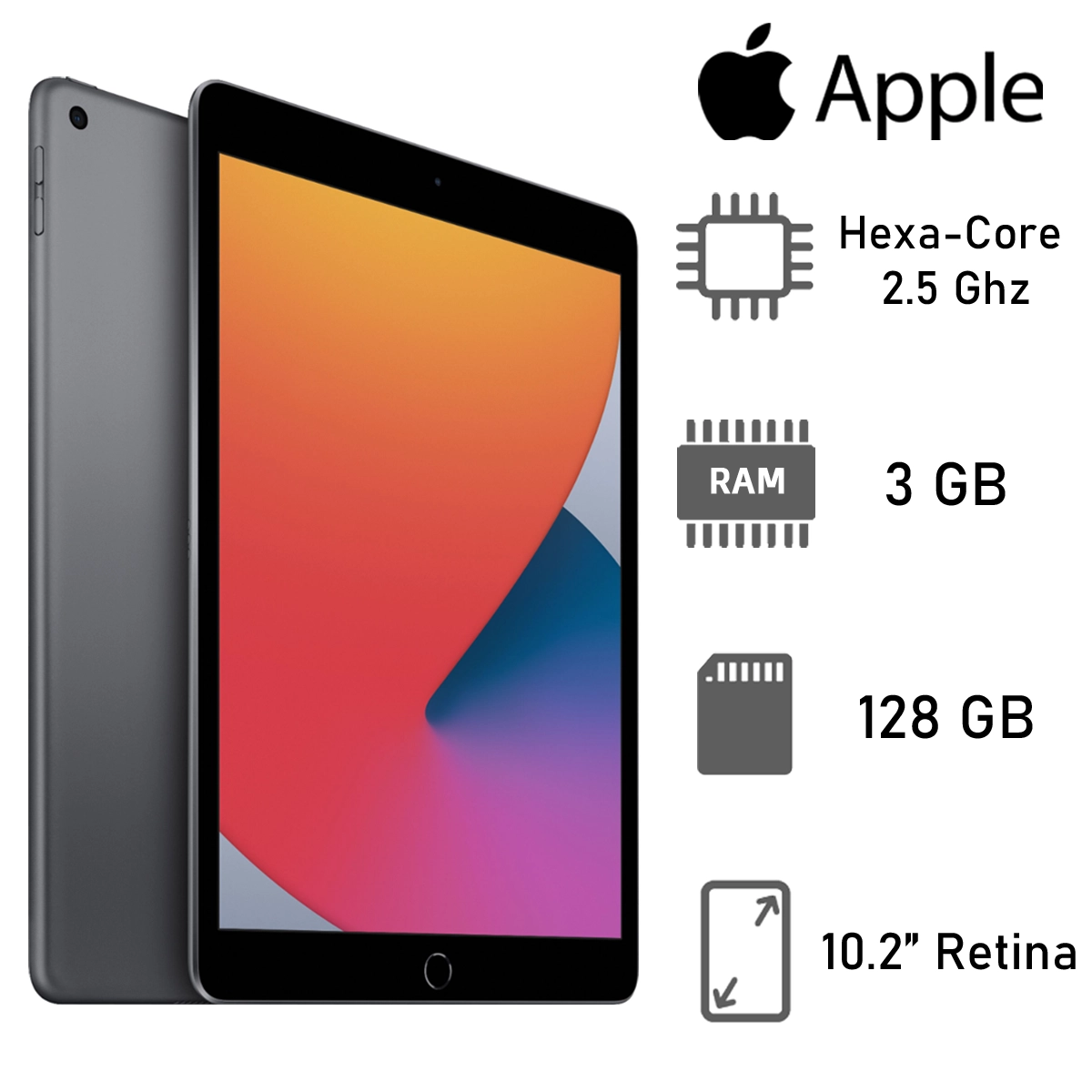 Apple iPad 8 Retina 10.2, 128GB, Wi-Fi, Plata (8.ª Generación