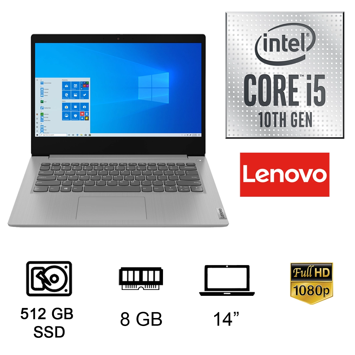 Notebook Lenovo Ideapad 14iil05 I5-1035g1 8gb Ram 512gb Ssd 14 Pulg Win  10 Platinum Grey