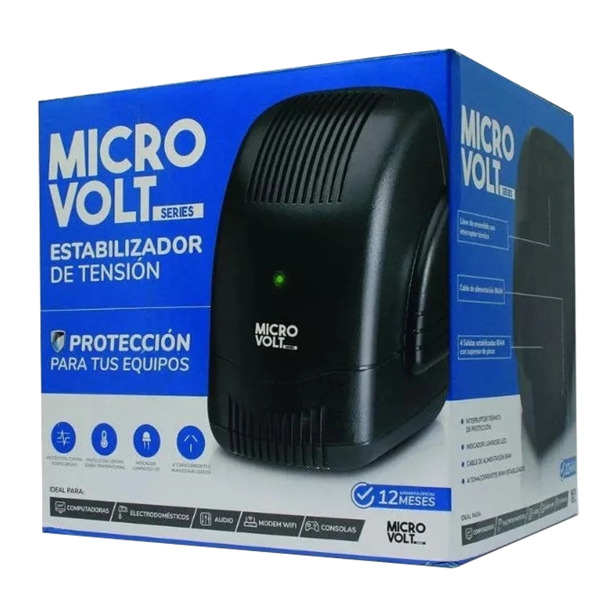 Estabilizador de tensión TRV Electronics Microvolt H 2000 2000VA entrada y  salida de 220V negro